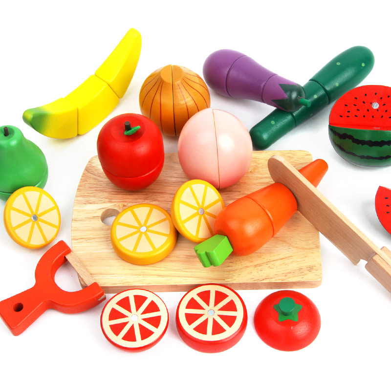 水果蔬菜切切看木制磁性切切乐套装男女孩过家家儿童认知益智玩具