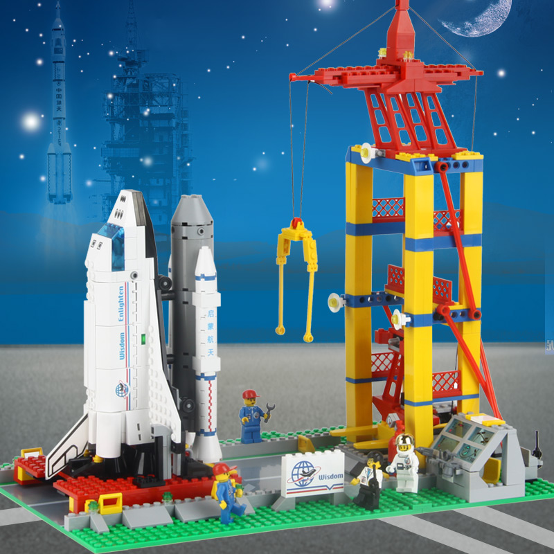 启蒙太空系列航天发射基地 儿童飞机模型拼装积木 拼插益智玩具